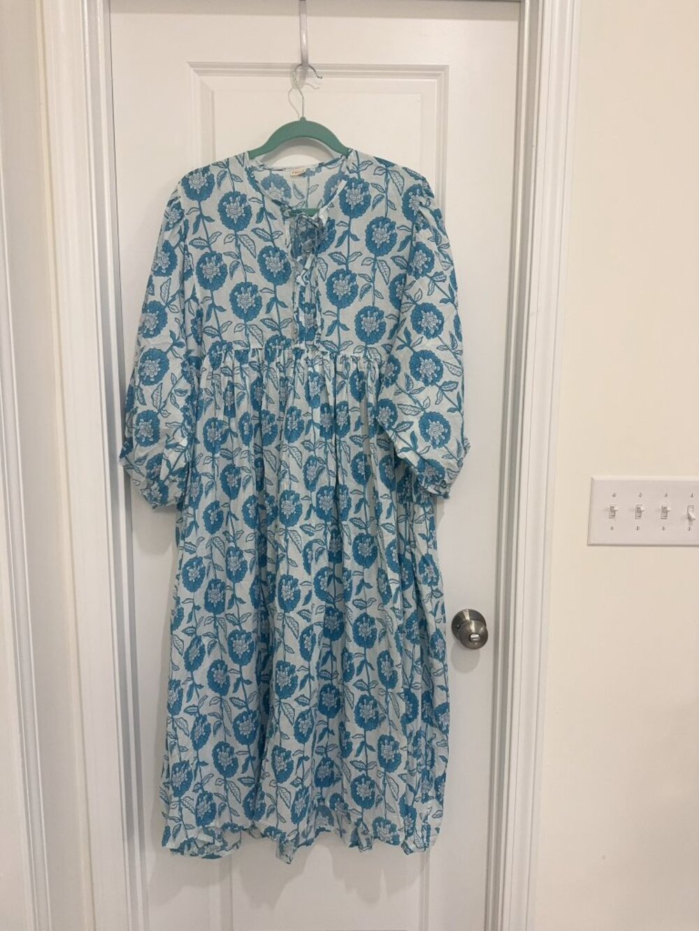 NEW Handmade Indian Cotton Floral Block Print Maxi Dress